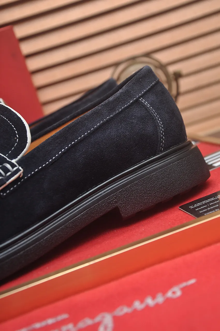 Men's shoes 💰440💶[Ferragamo/Ferragamo] The latest model in the counter. Original imported high-quality cowhide with open sides + imported 🐂 water-dyed cowhide lining + original luxury metal buckle + original combined outsole. No pressure for comparison. 38--45 (45 is custom-made and cannot be returned or exchanged)